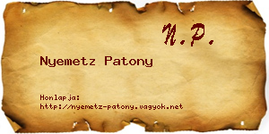Nyemetz Patony névjegykártya